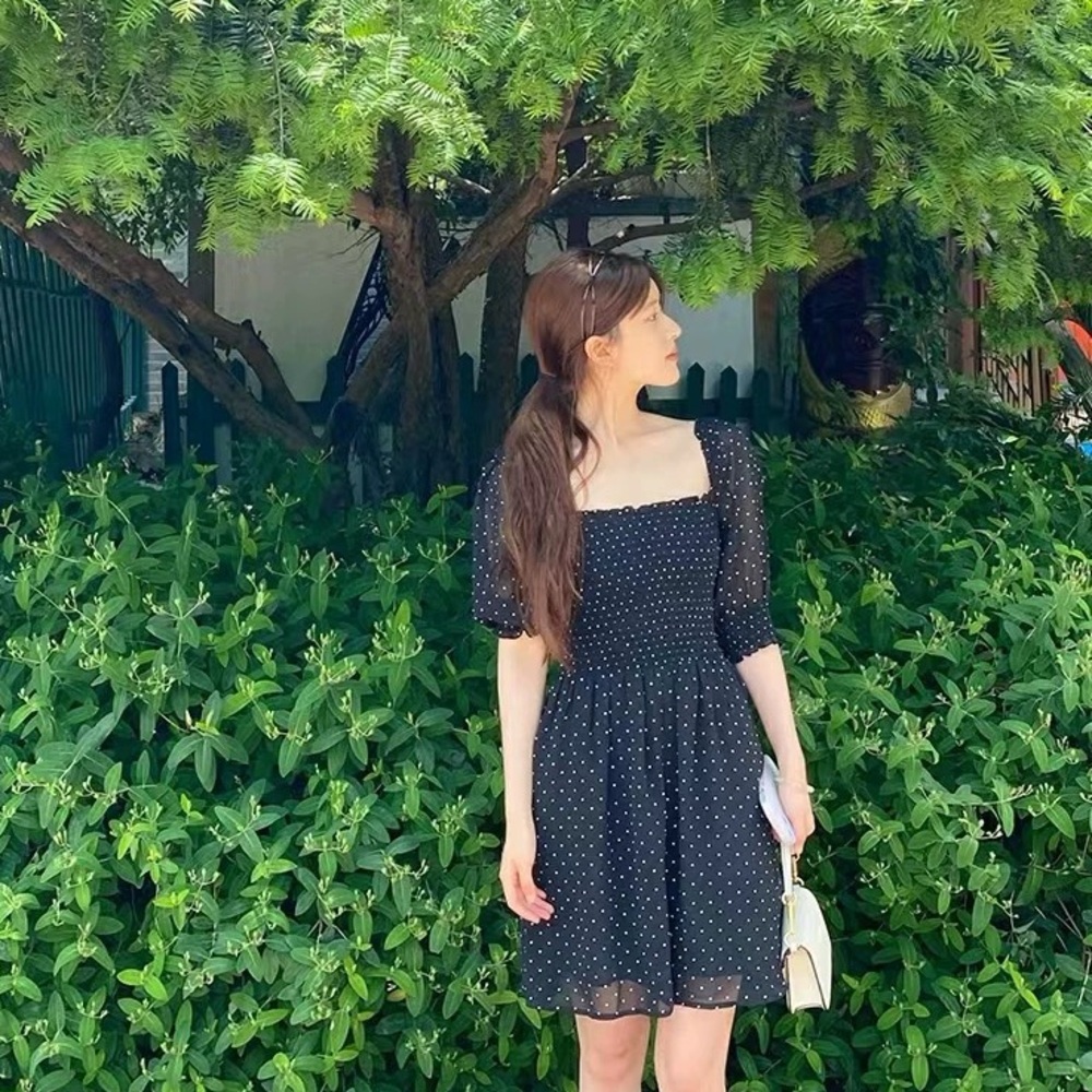 Vintage Style Black Polka Dot Dress